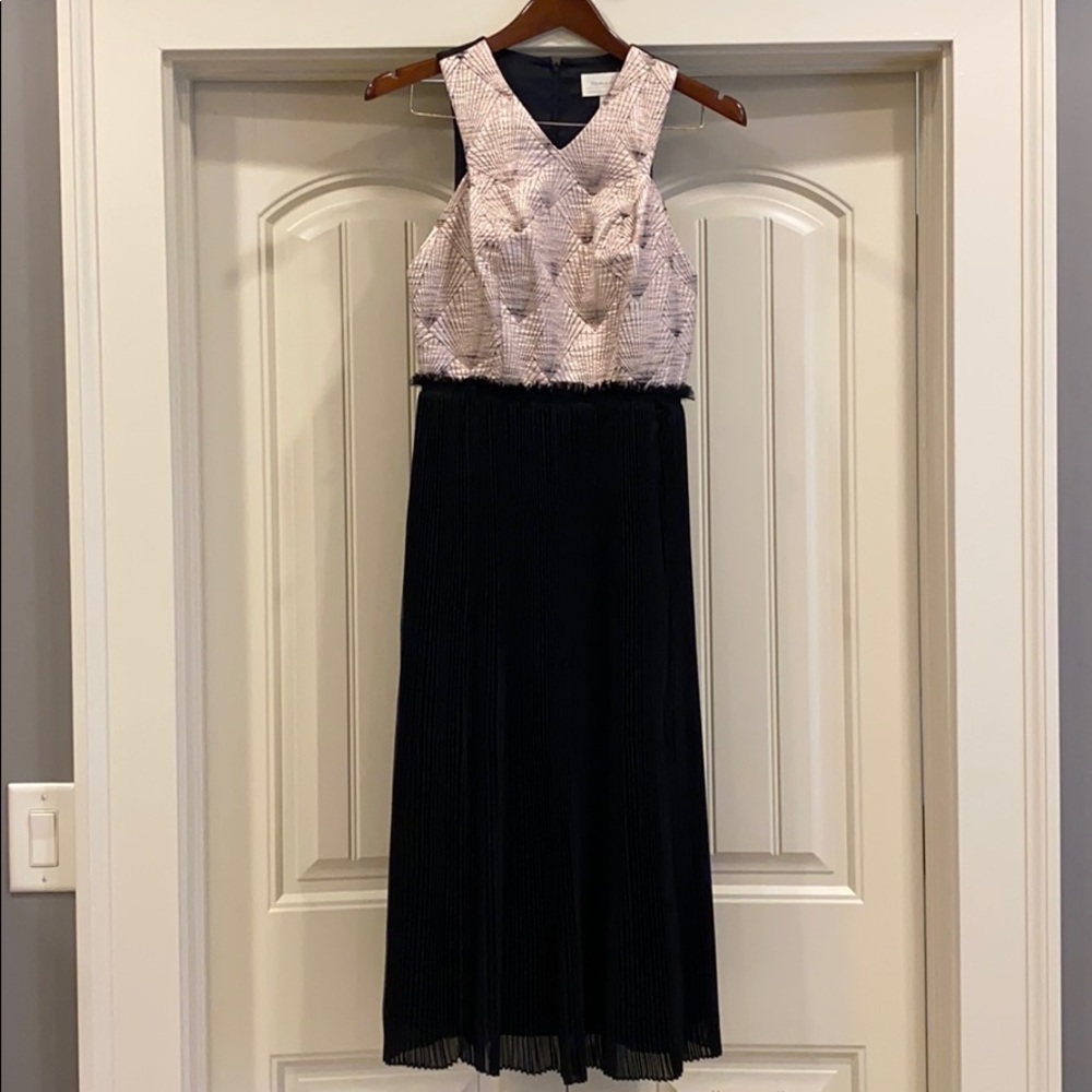 NWT Anthropologie Rose Gold Pleated Midi Dress